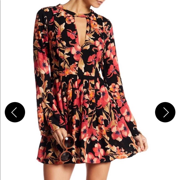 Free People Dresses & Skirts - Free People Black Floral Cut Out Long Sleeve Dress 2